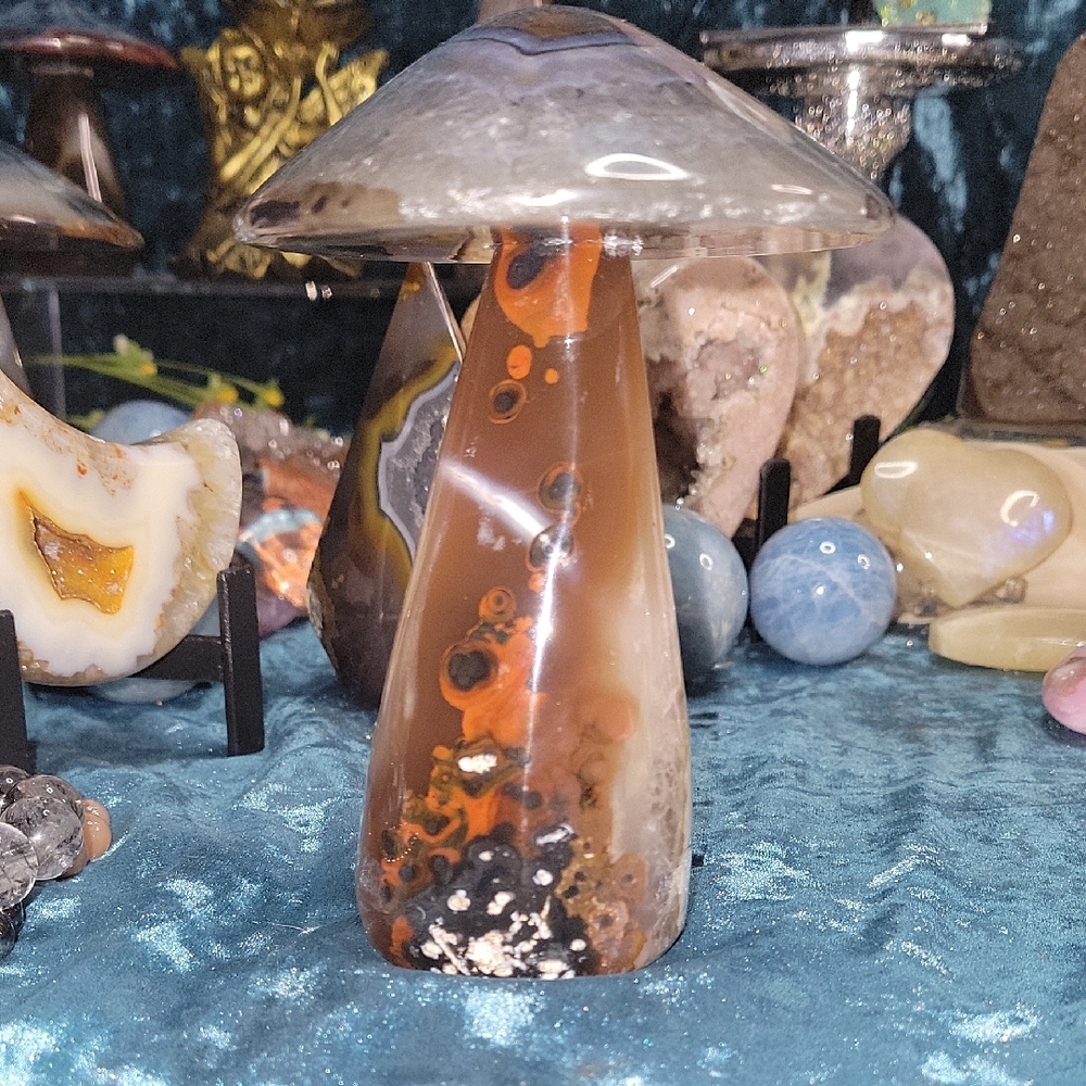 High Grade Druzy Agate Crystal Mushie Carving From Brazil - 1.3lbs